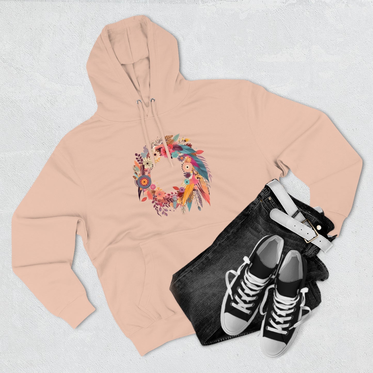 Whimsical Feather Wreath Hoodie (Unisex)