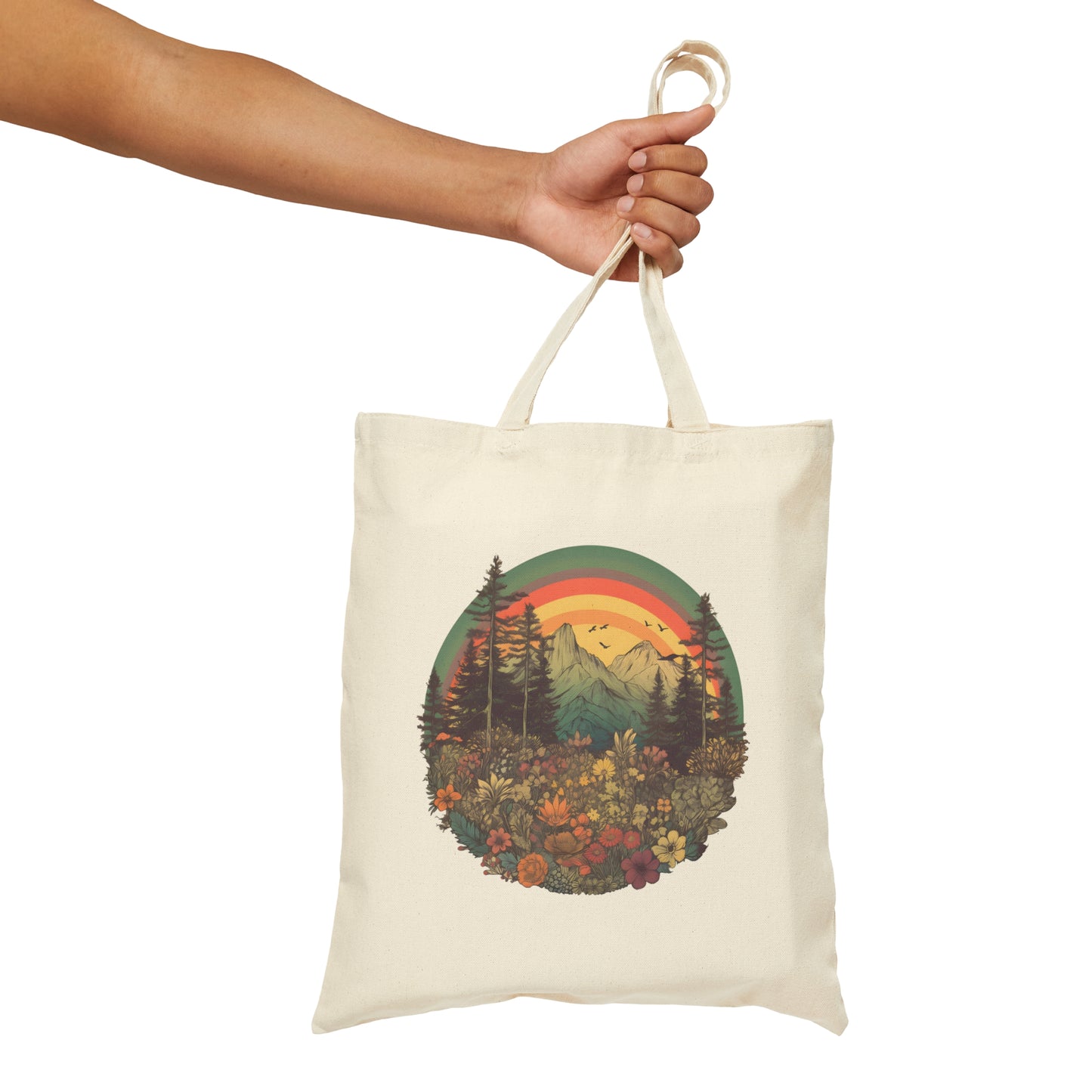 Vintage Style Rainbow Canvas Tote Bag