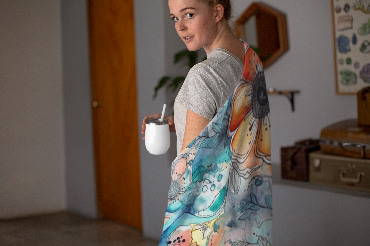 Abstract Watercolors Plush Blanket