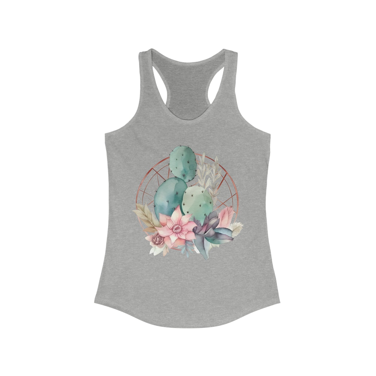 Watercolor Cactus Fitted Racerback Tank (Women's)