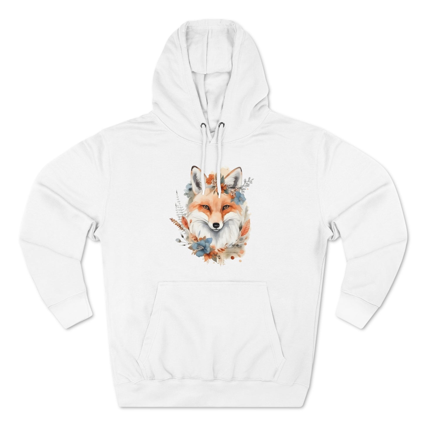 Watercolor Fox and Flowers Hoodie (Unisex)