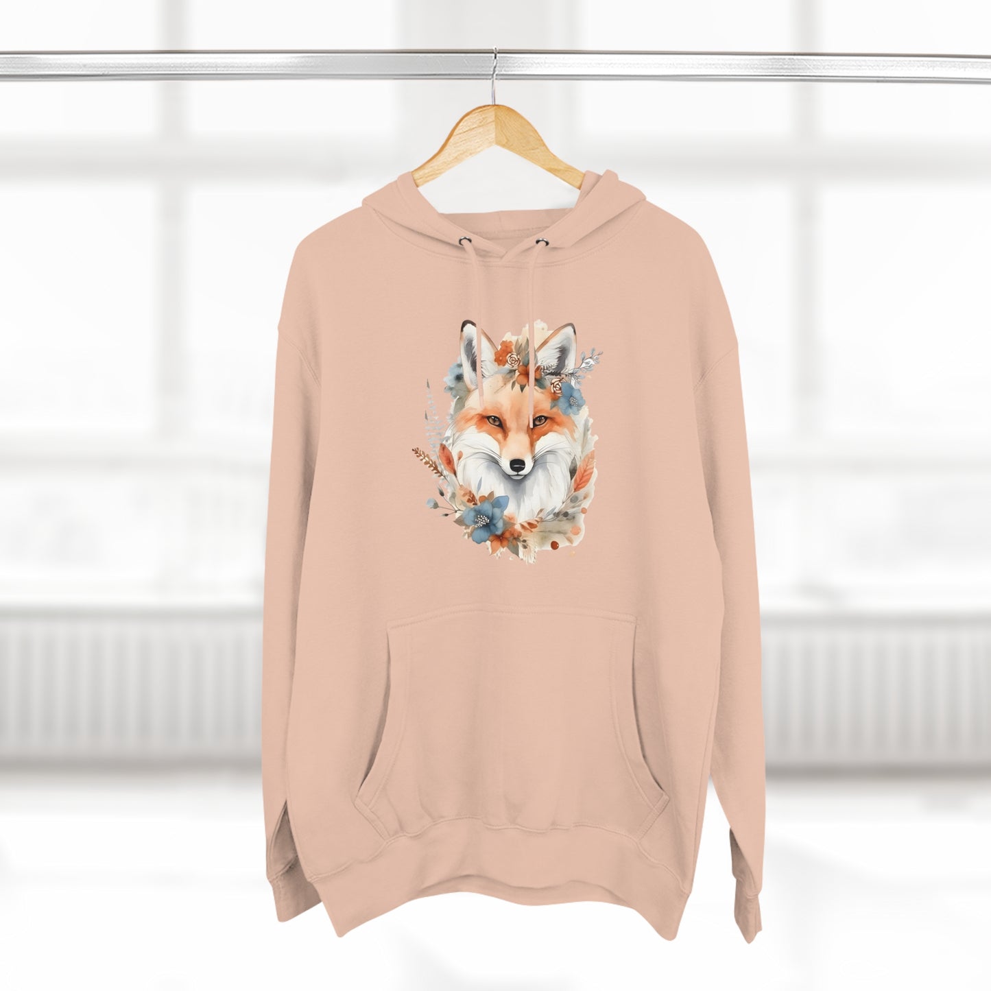 Watercolor Fox and Flowers Hoodie (Unisex)