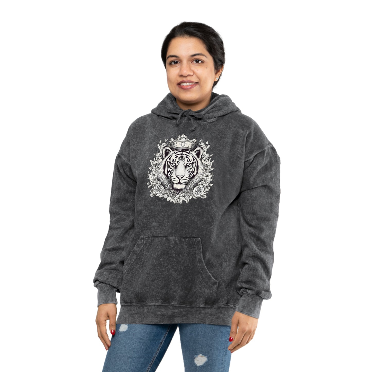Crowned Tiger Premium Mineral Wash Hoodie (Unisex)