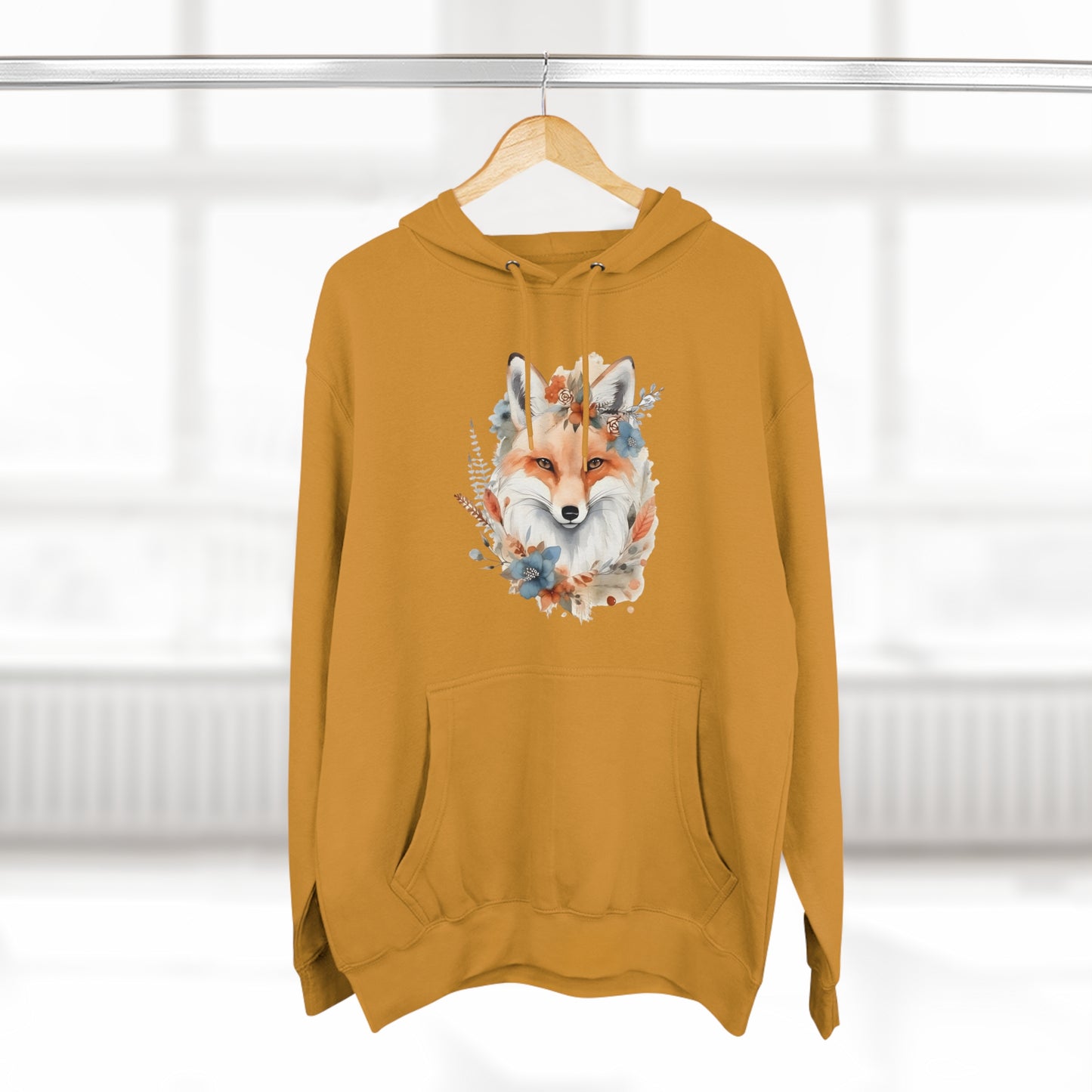 Watercolor Fox and Flowers Hoodie (Unisex)