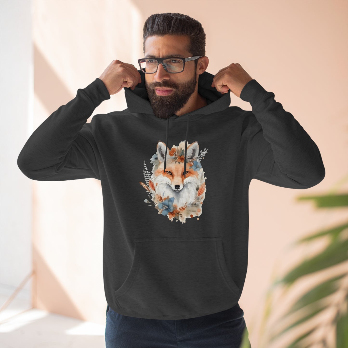 Watercolor Fox and Flowers Hoodie (Unisex)