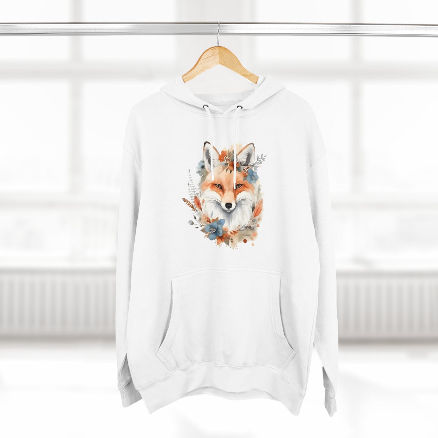 Watercolor Fox and Flowers Hoodie (Unisex)