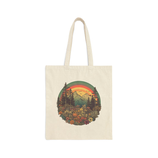 Vintage Style Rainbow Canvas Tote Bag