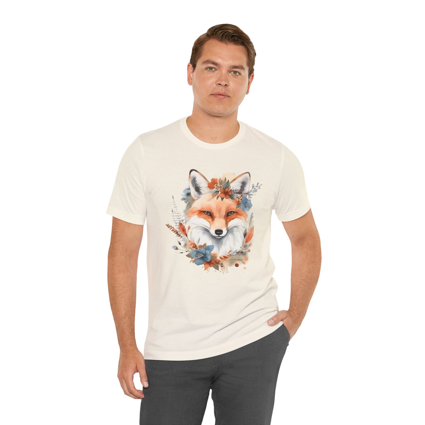 Watercolor Fox and Flowers Tee (Unisex)