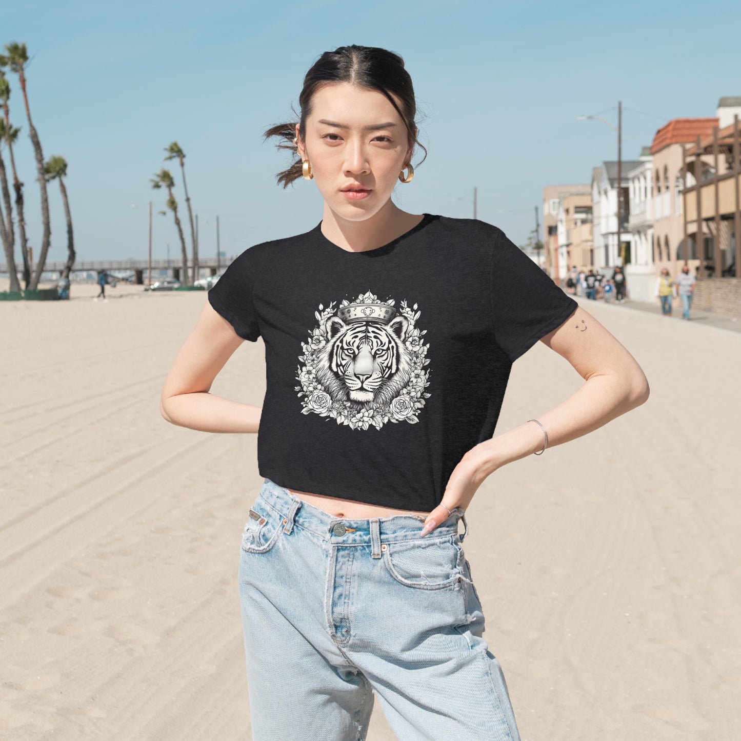 Crowned Tiger Cropped Tee (Women's)