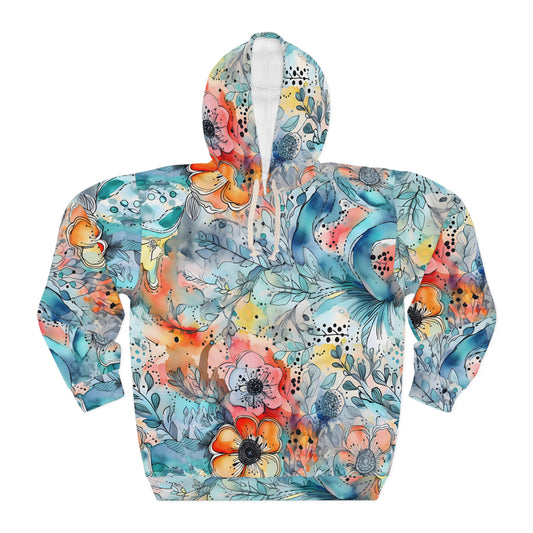 Watercolor Floral Premium Pullover Hoodie (Unisex)