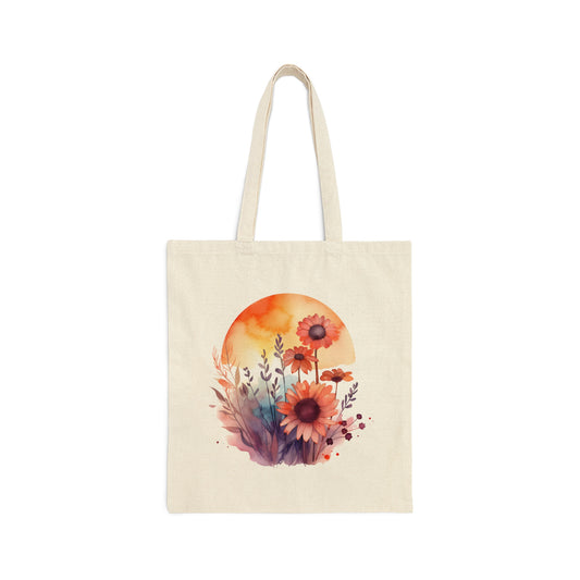 Watercolor Floral Canvas Tote Bag