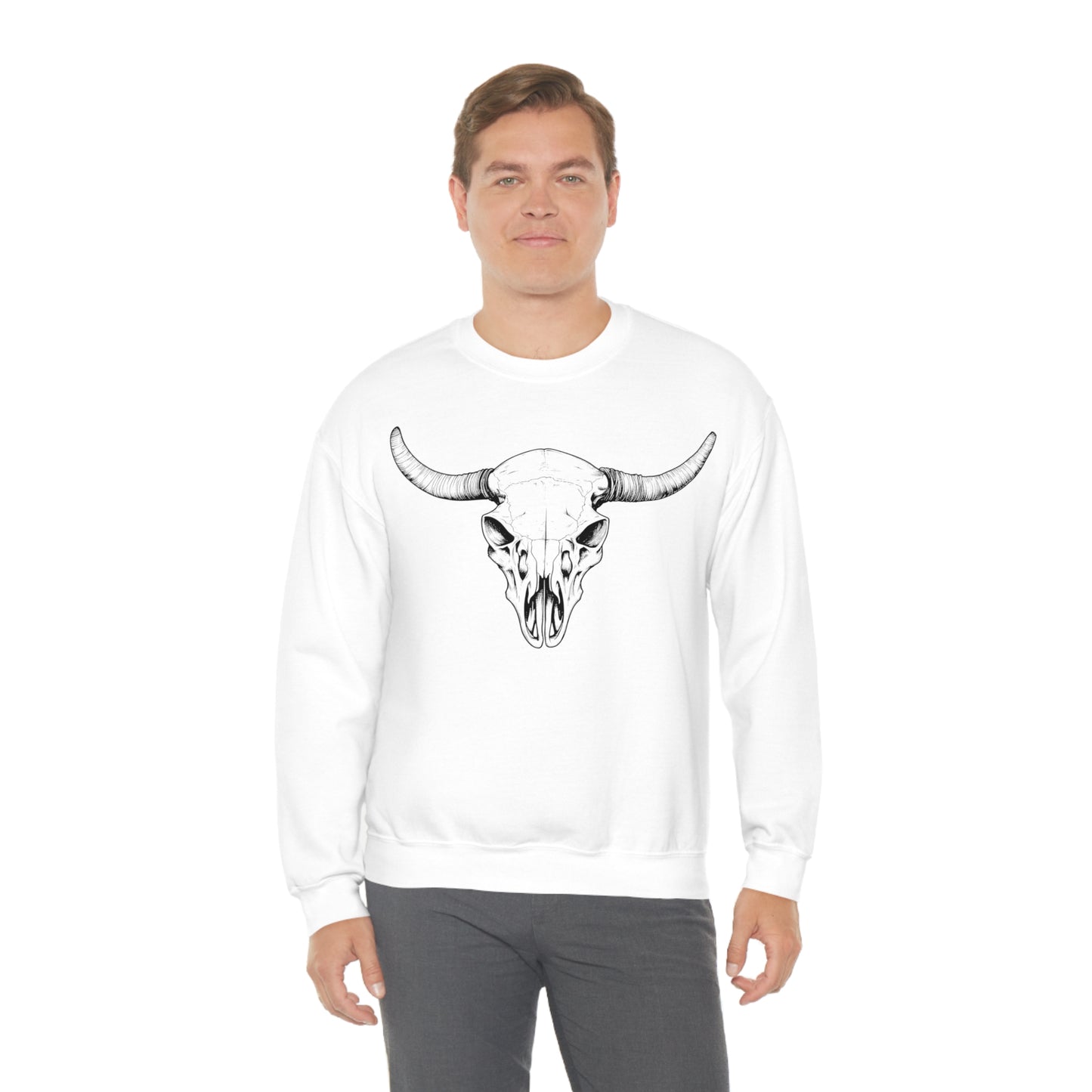 Bull Horn Heavy Blend Crewneck Sweatshirt (Unisex)