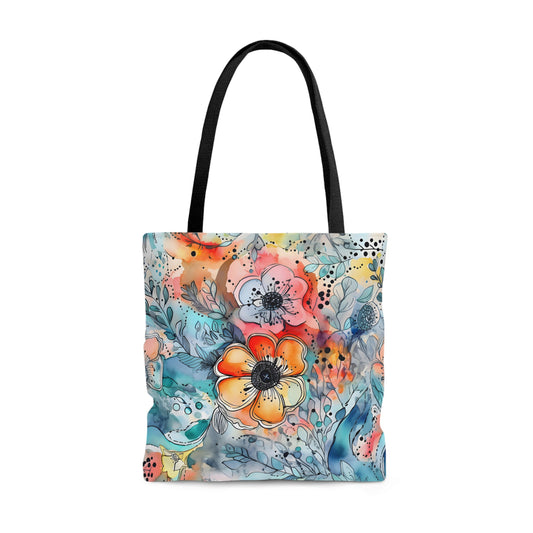 Abstract Watercolor Floral Tote Bag