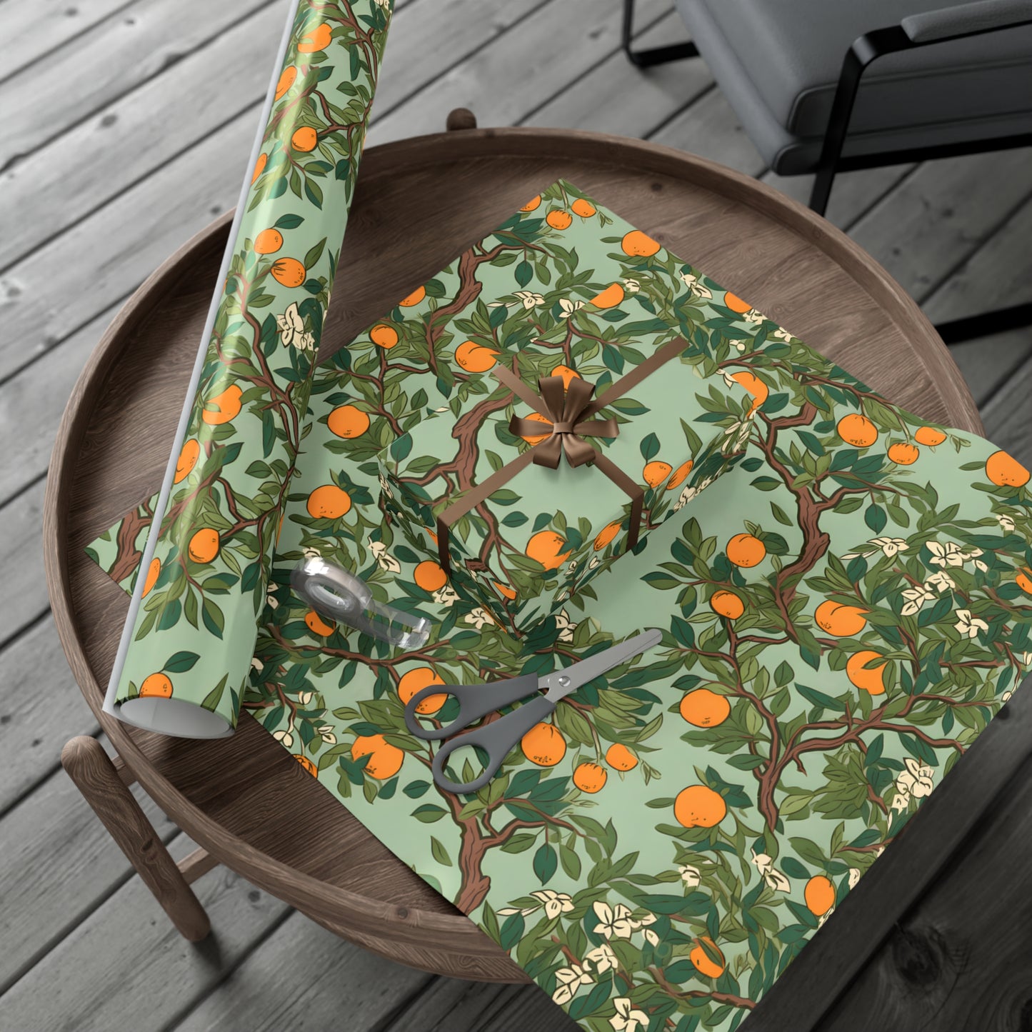 Vintage Inspired Orange Trees Gift Wrapping Paper