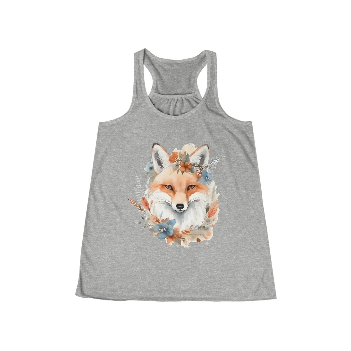 Watercolor Fox and Flowers Flowy Racerback Tank (Women's)