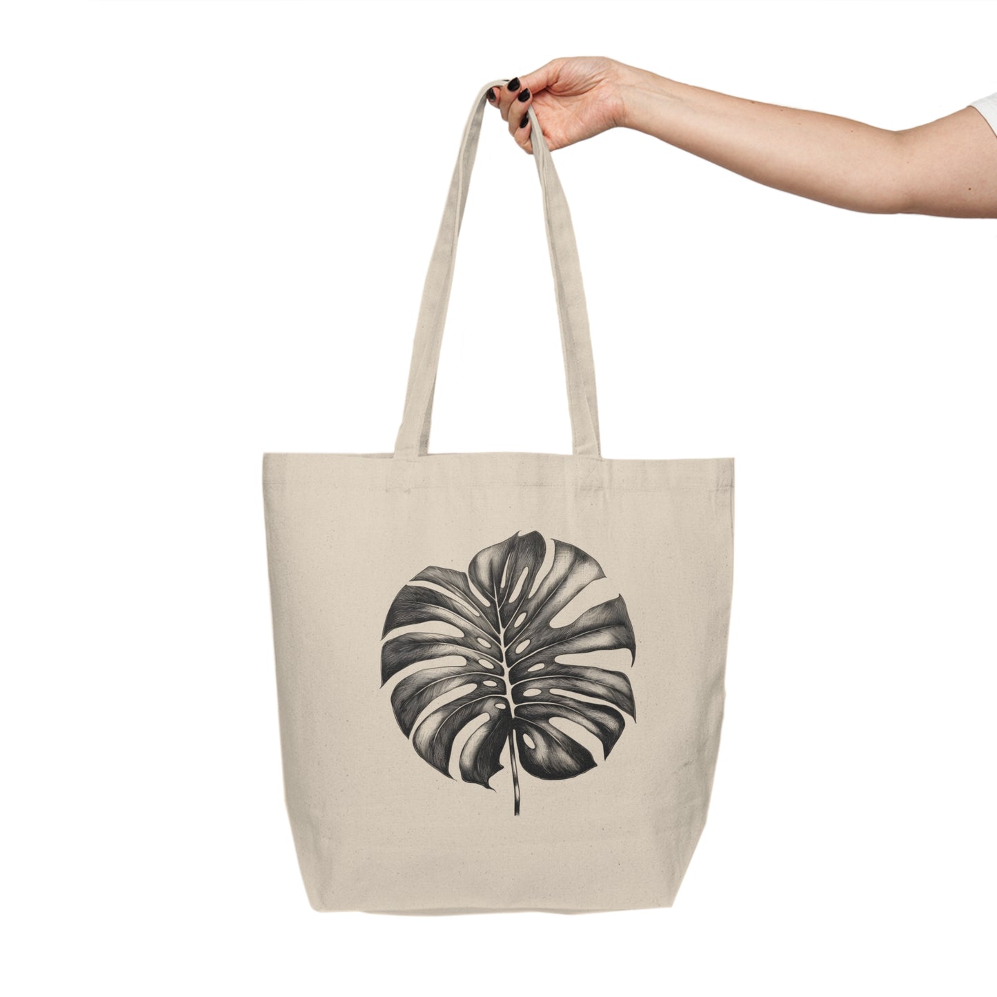 Monstera Leaf Canvas Shopping Tote