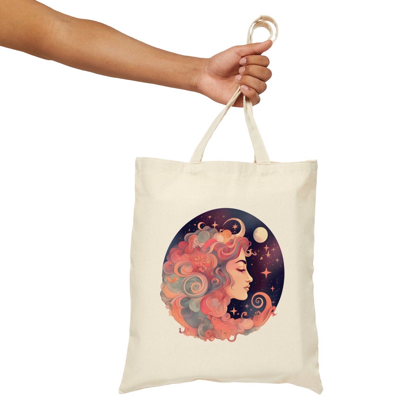 Celestial Moon Goddess Canvas Tote Bag