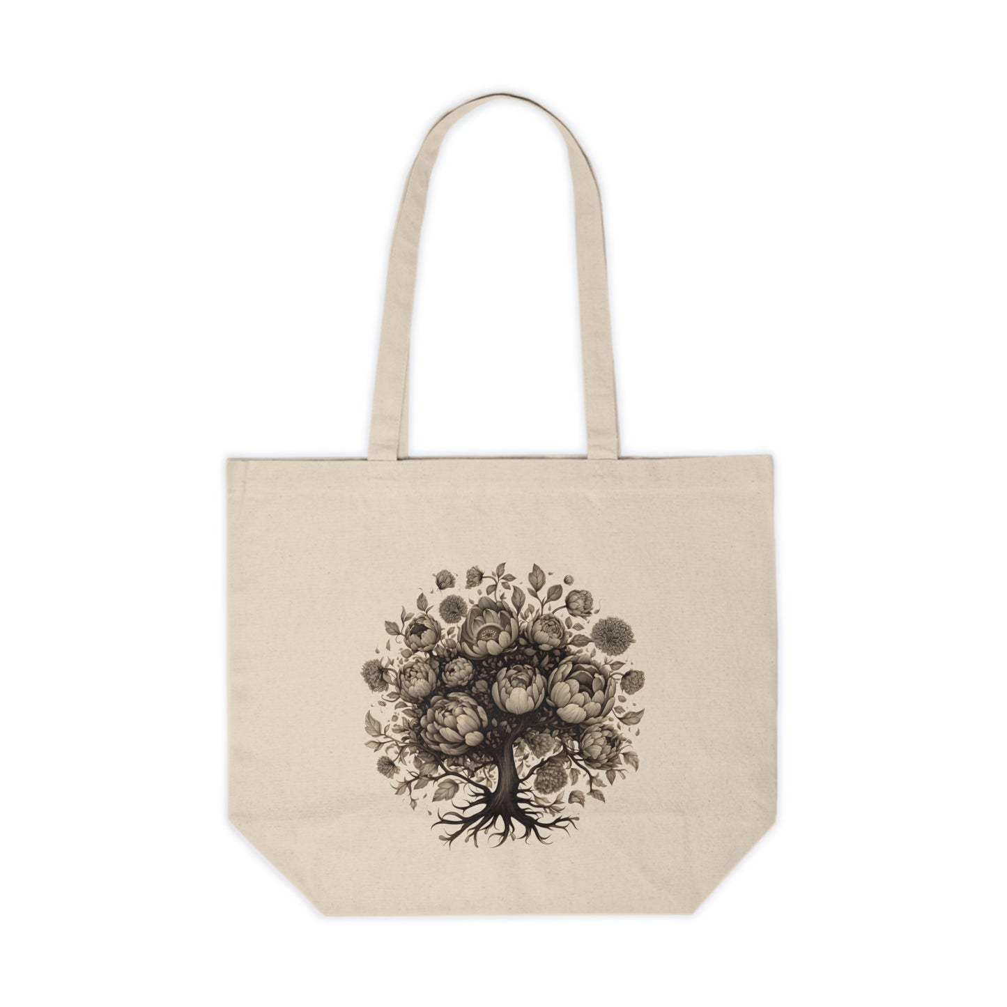 Peony Tree Canvas Shopping Tote