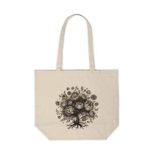 Peony Tree Canvas Shopping Tote