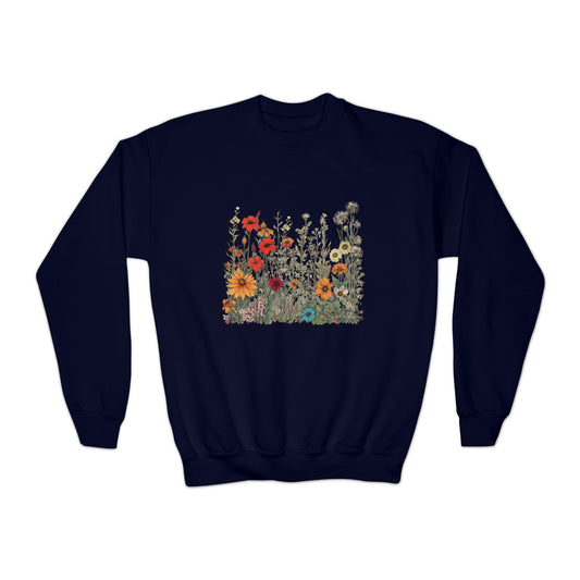 Vintage-Inspired Wildflowers Sweatshirt (Youth)