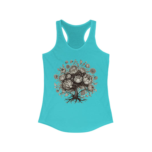 Peony Tree Fitted Racerback Tank (Women's)