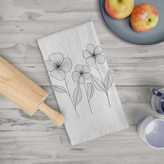 Simple Flowers Tea Towel