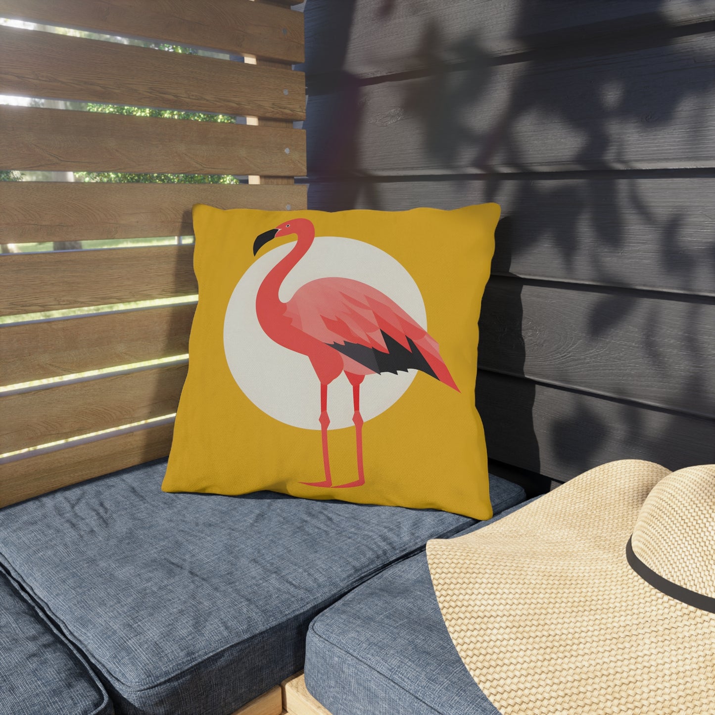 Flamingo and Moon Outdoor Pillows