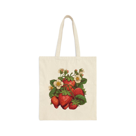 Cottagecore Strawberry Canvas Bag