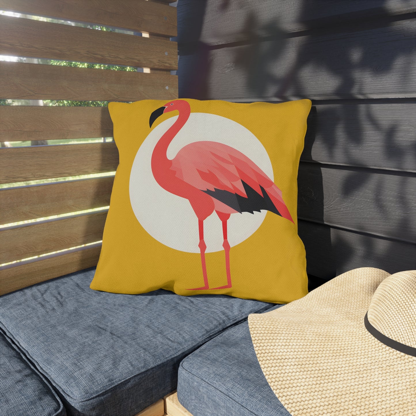 Flamingo and Moon Outdoor Pillows