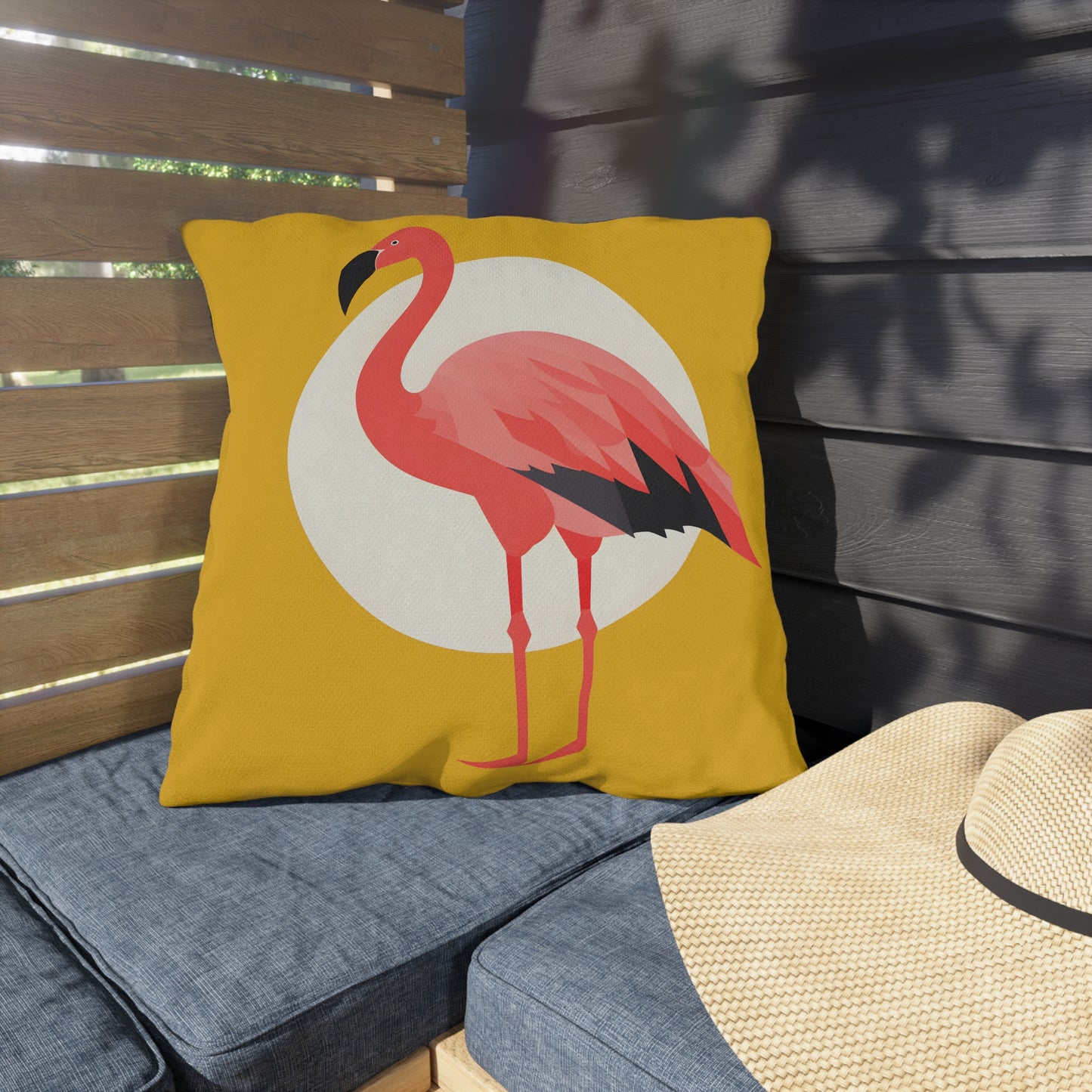 Flamingo and Moon Outdoor Pillows