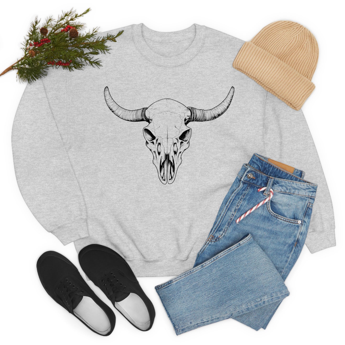 Bull Horn Heavy Blend Crewneck Sweatshirt (Unisex)