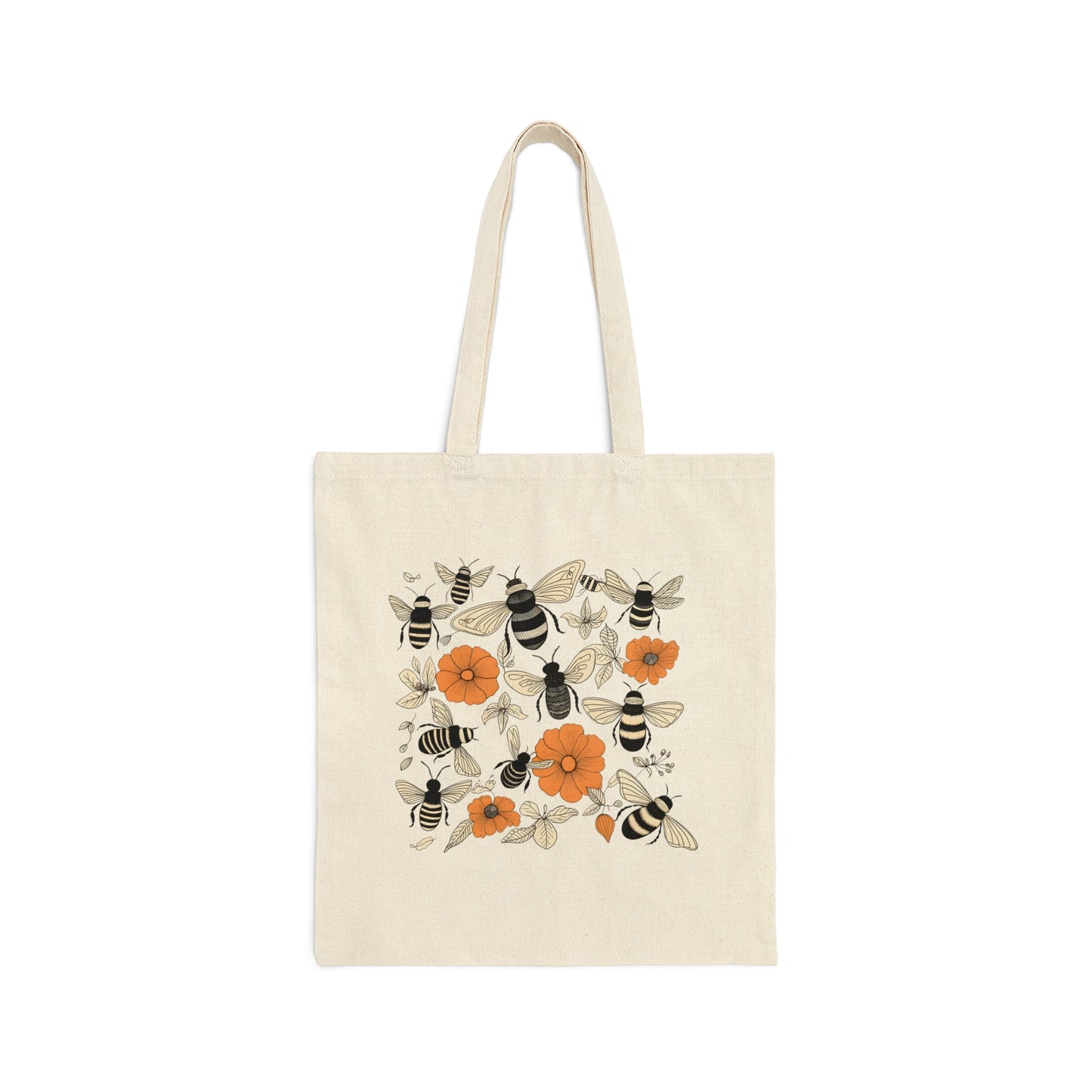 Bees and Flowers Canvas Tote Bag