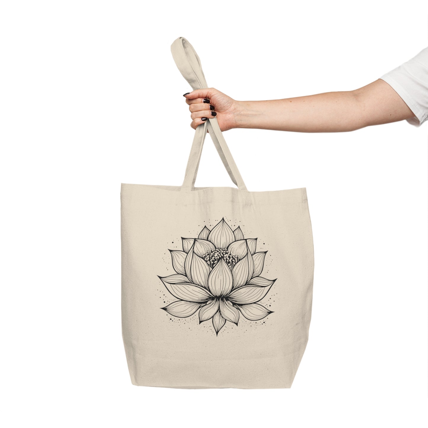 Lotus Flower Canvas Shopping Tote