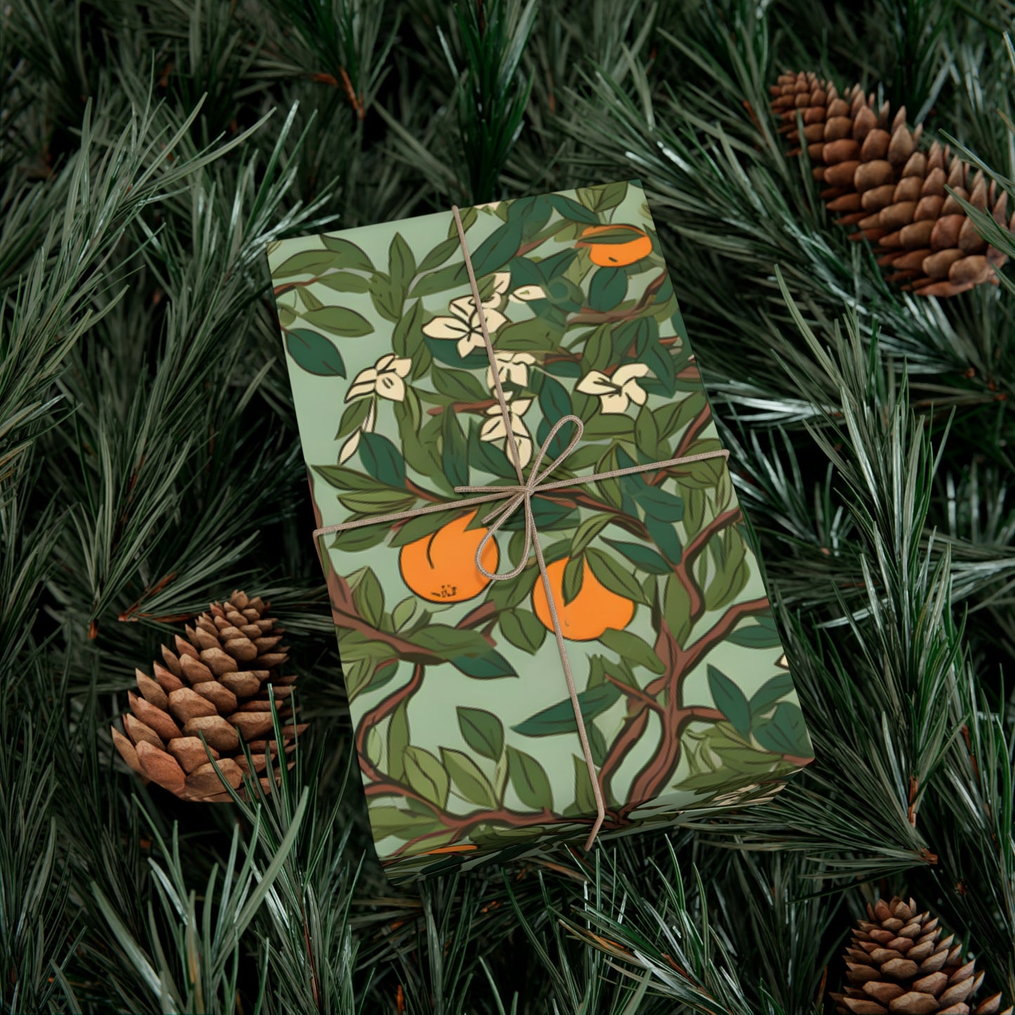 Vintage Inspired Orange Trees Gift Wrapping Paper