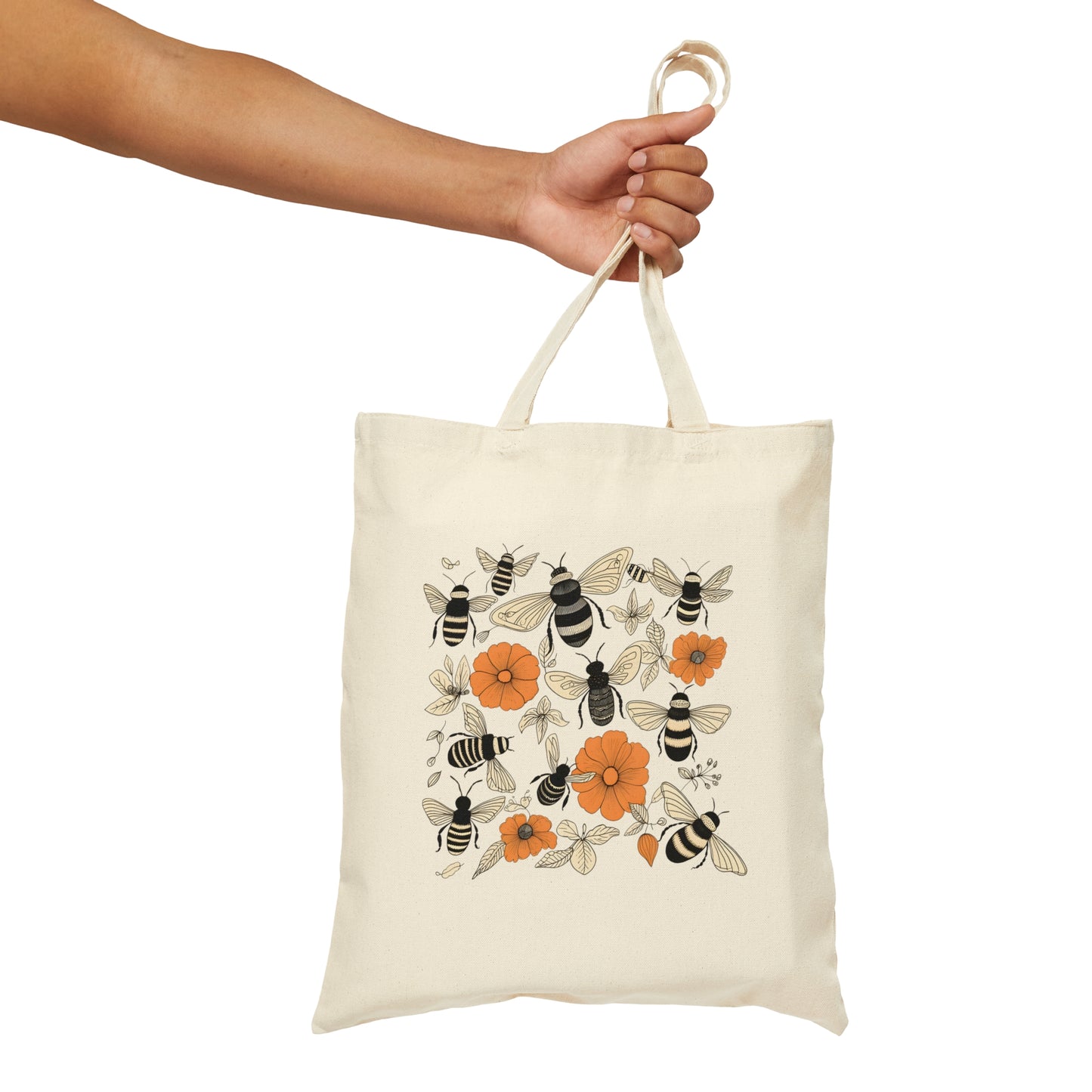 Bees and Flowers Canvas Tote Bag