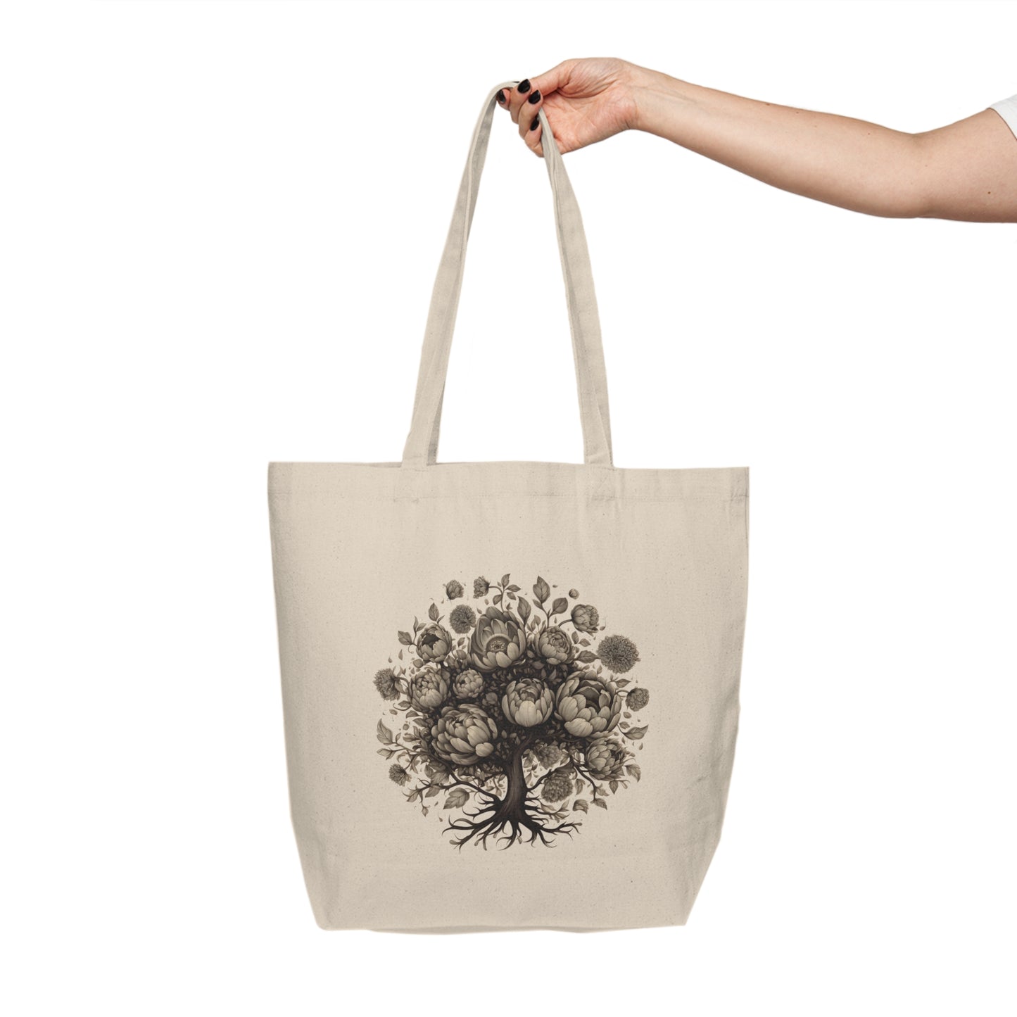 Peony Tree Canvas Shopping Tote