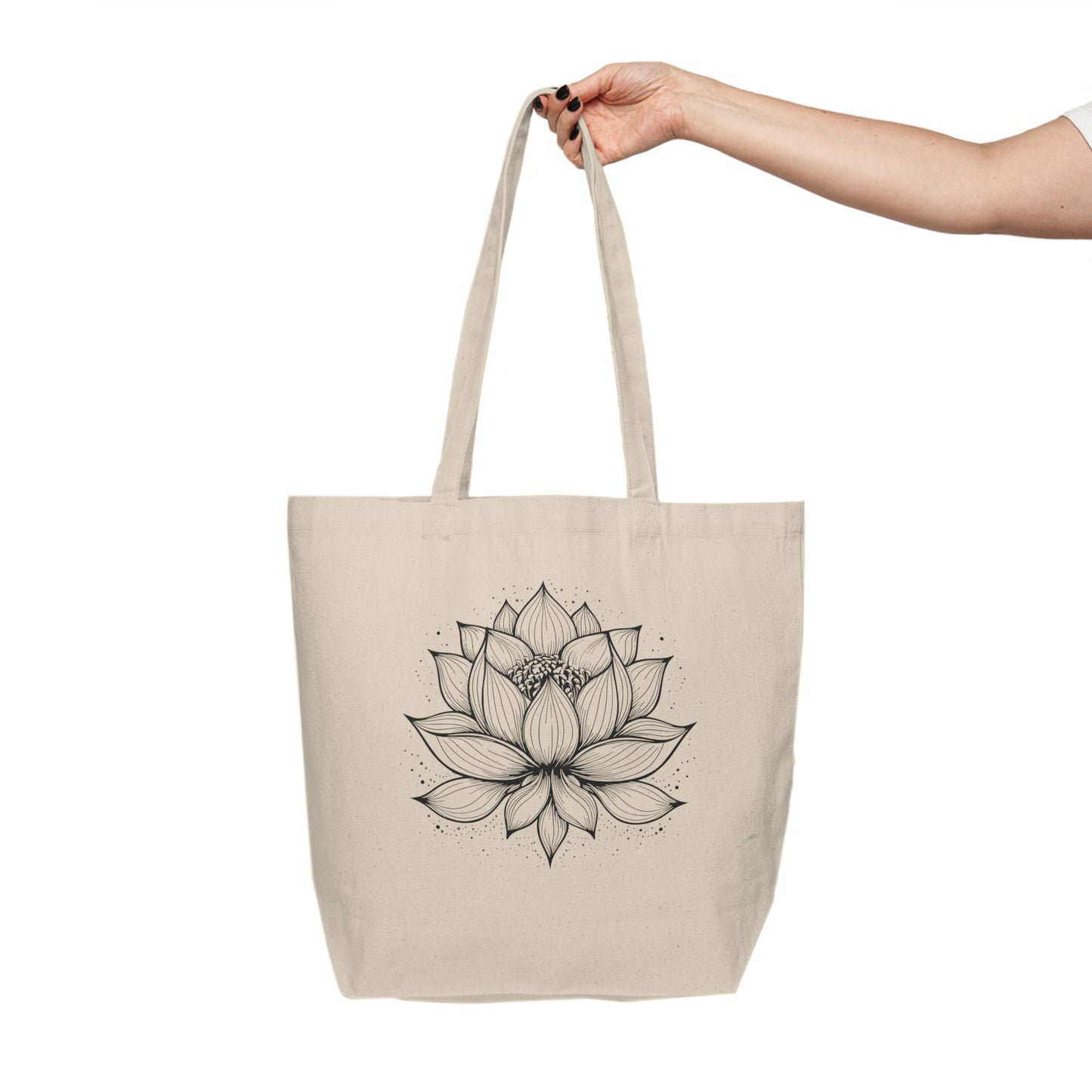 Lotus Flower Canvas Shopping Tote