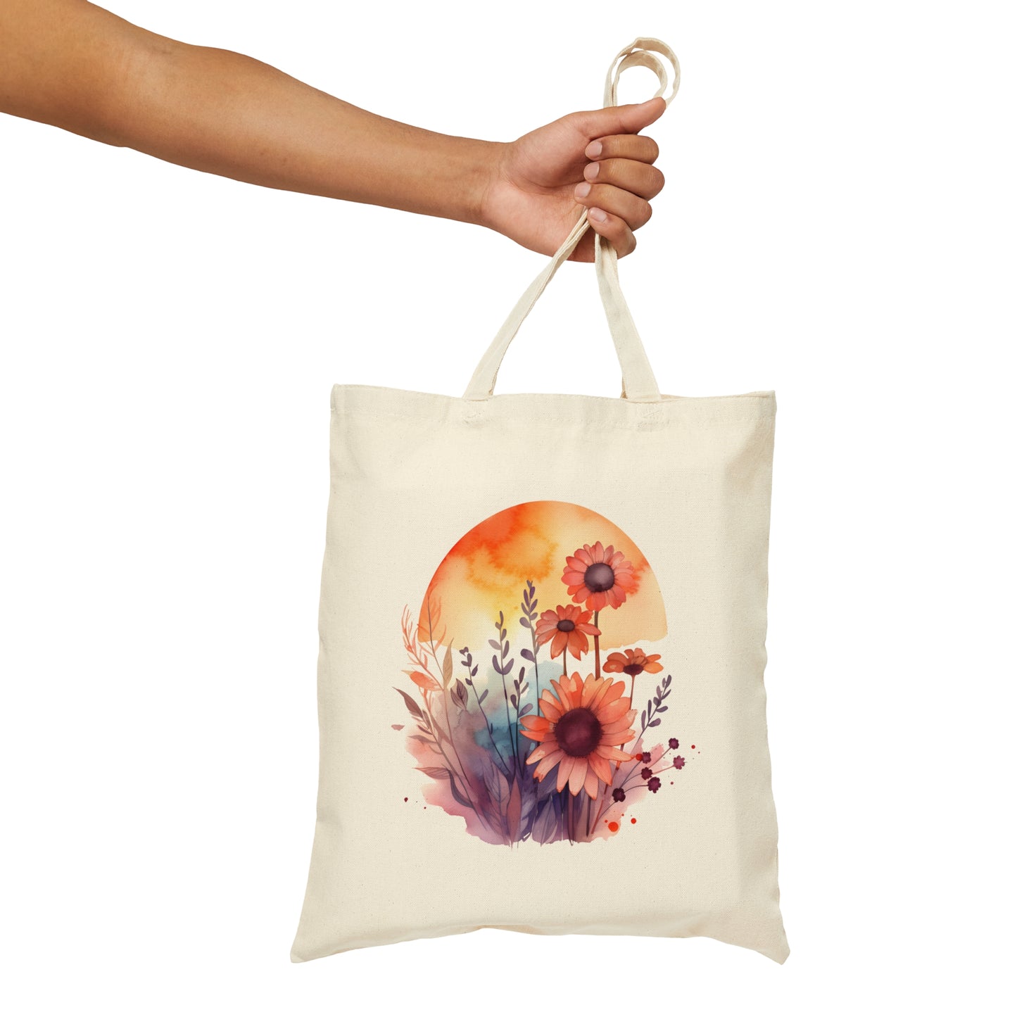 Watercolor Floral Canvas Tote Bag