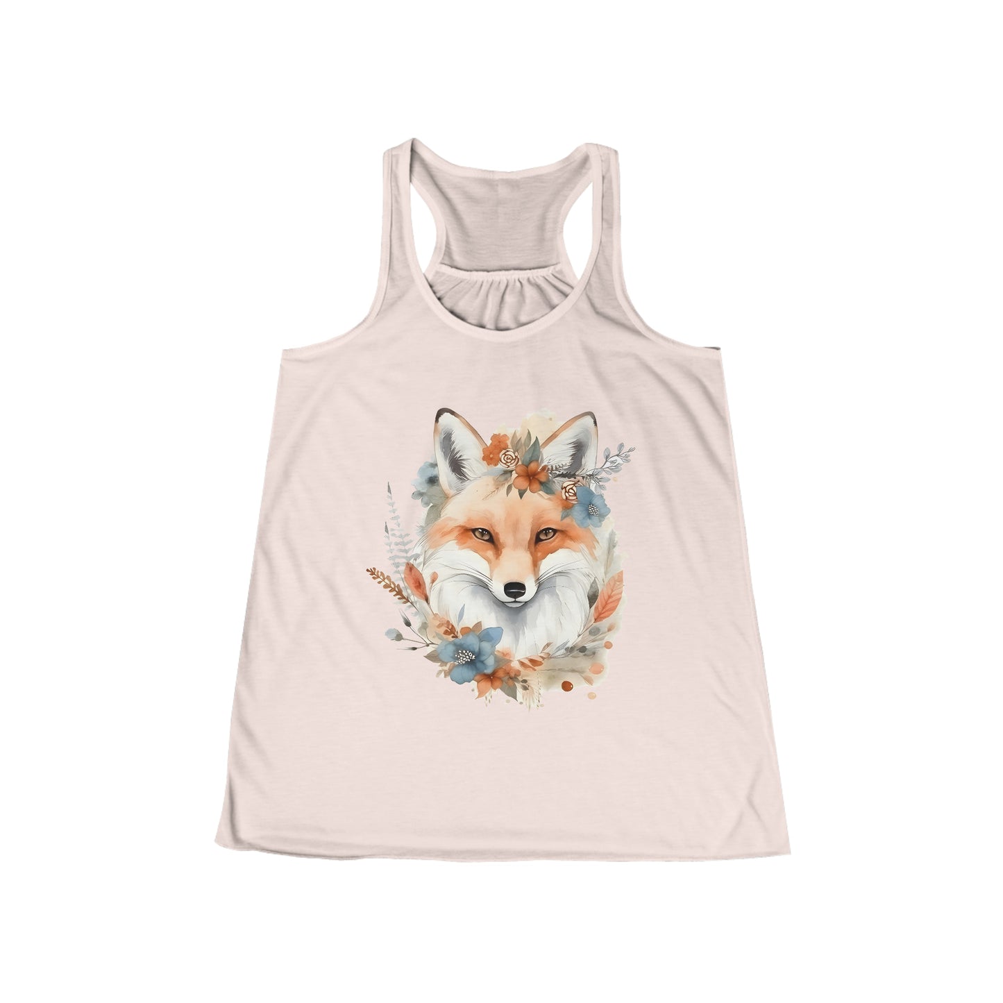 Watercolor Fox and Flowers Flowy Racerback Tank (Women's)