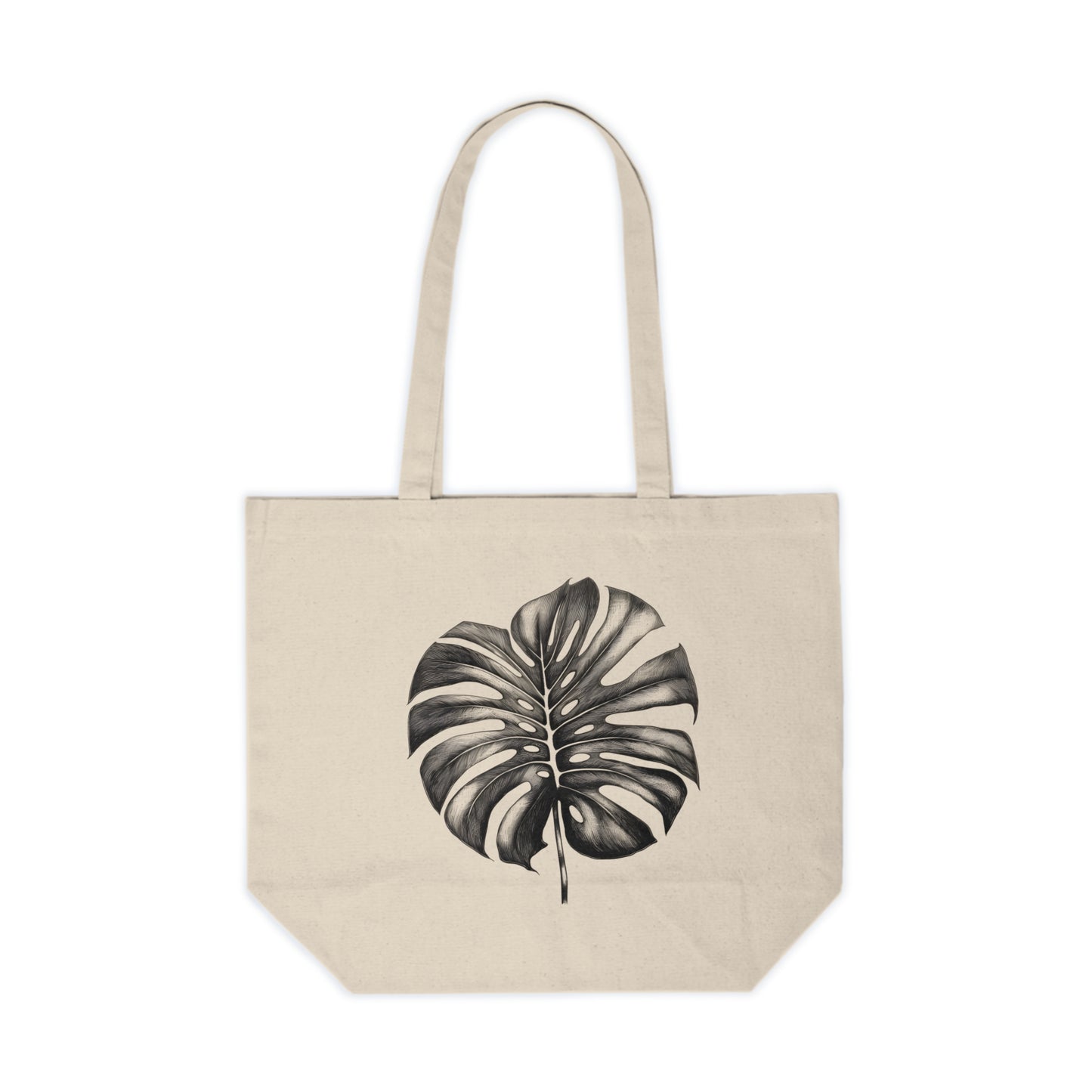 Monstera Leaf Canvas Shopping Tote