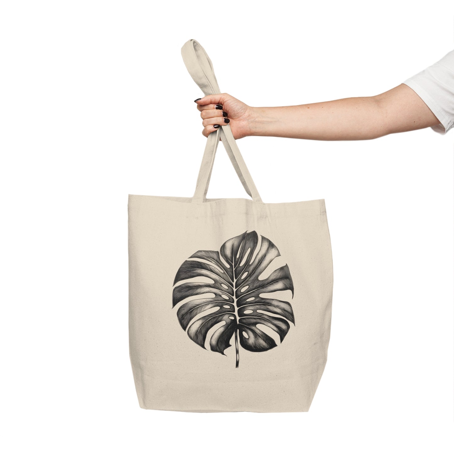 Monstera Leaf Canvas Shopping Tote