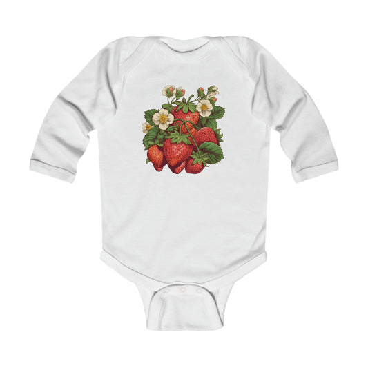 Cottagecore Strawberry Long Sleeve Bodysuit (Infant)