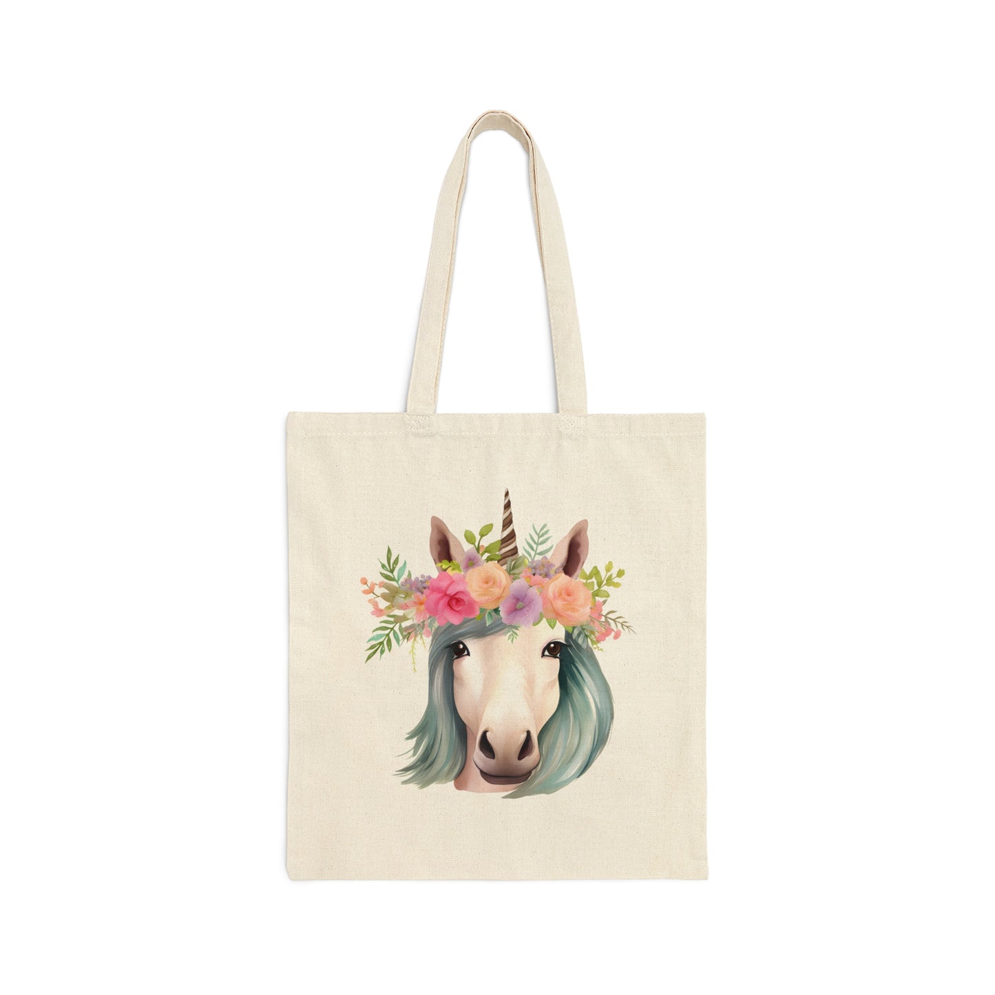 Floral Unicorn Canvas Tote Bag