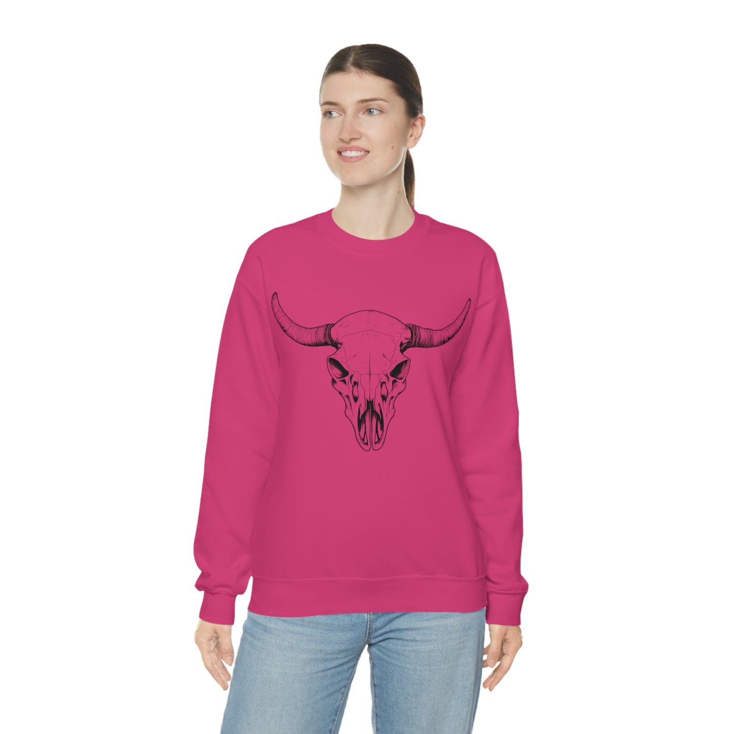 Bull Horn Heavy Blend Crewneck Sweatshirt (Unisex)