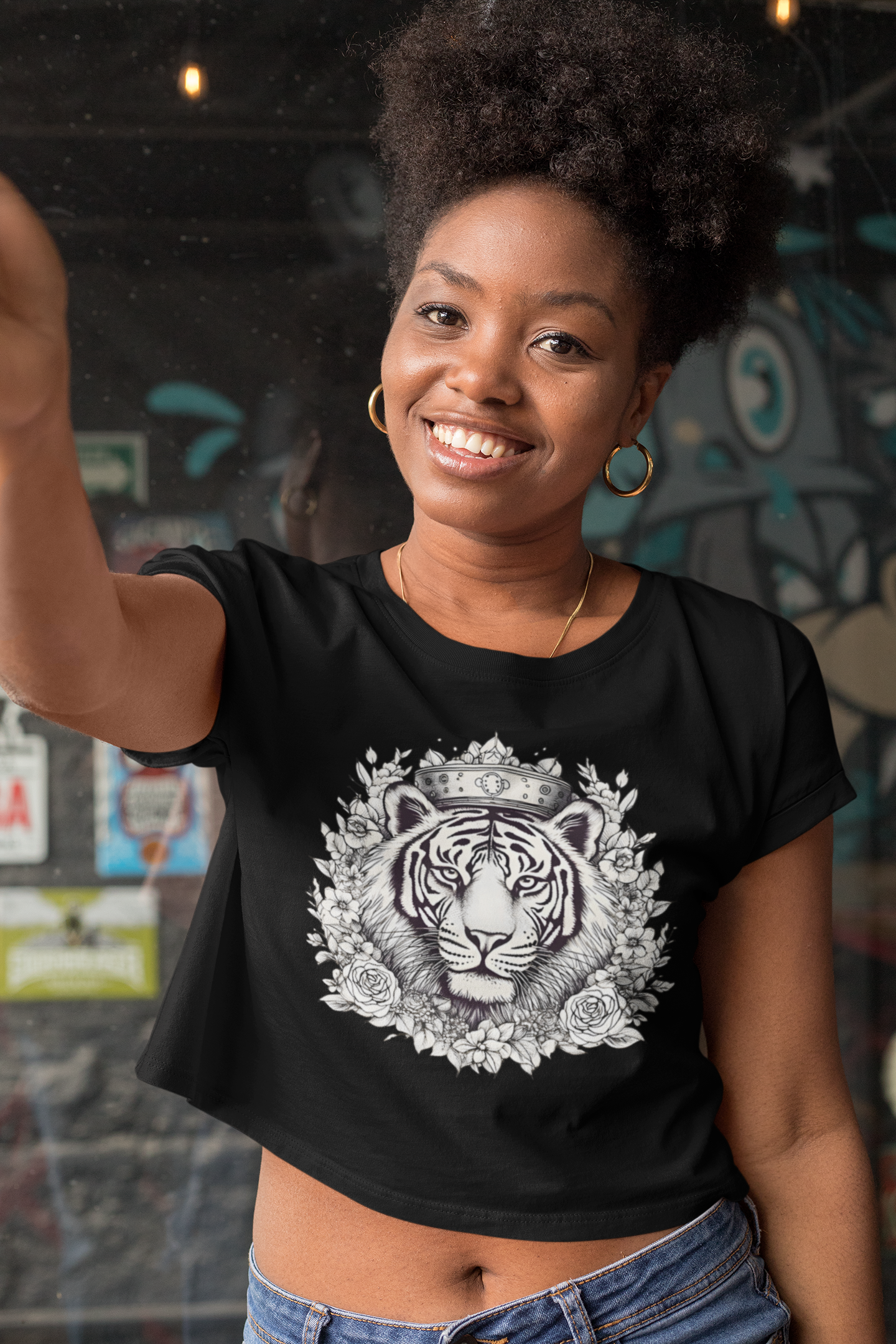 Crowned Tiger Cropped Tee (Women's)