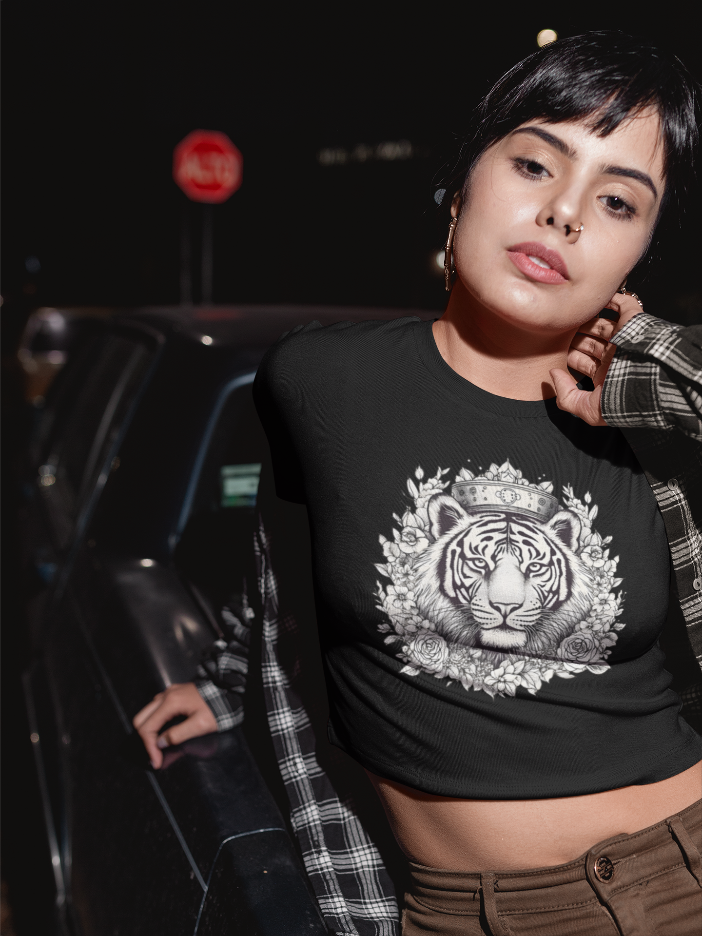 Crowned Tiger Cropped Tee (Women's)