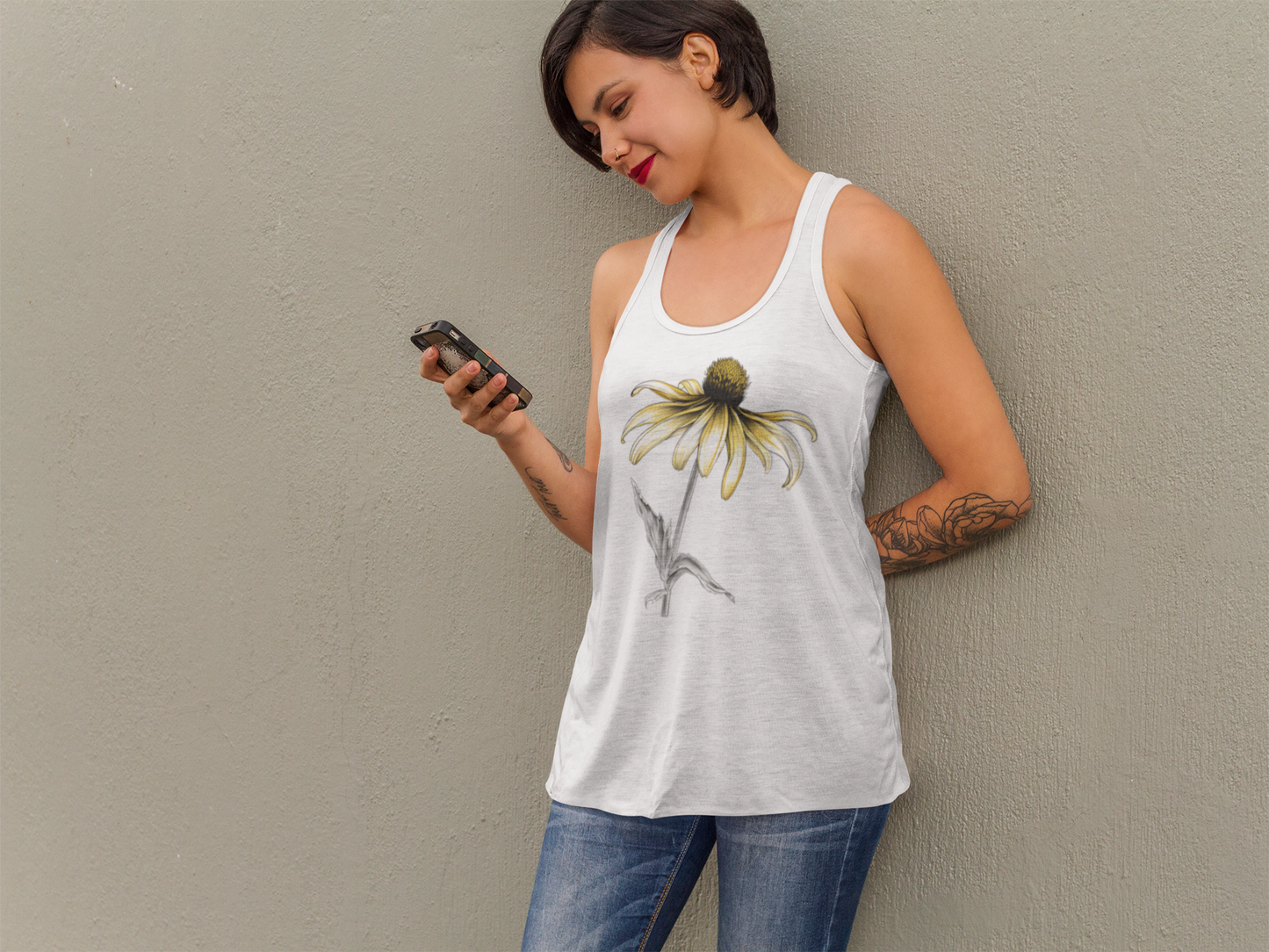 Black Eyed Susan Flowy Racerback Tank (Women's)