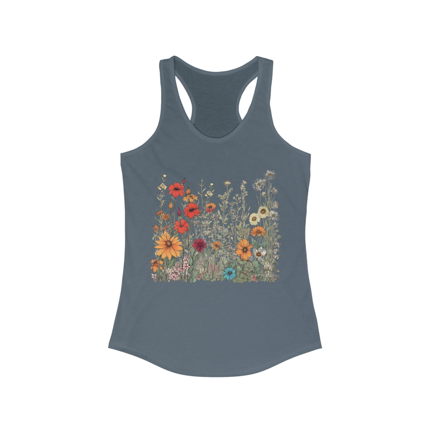 Vintage-Inspired Wildflowers Fitted Racerback Tank (Women's)