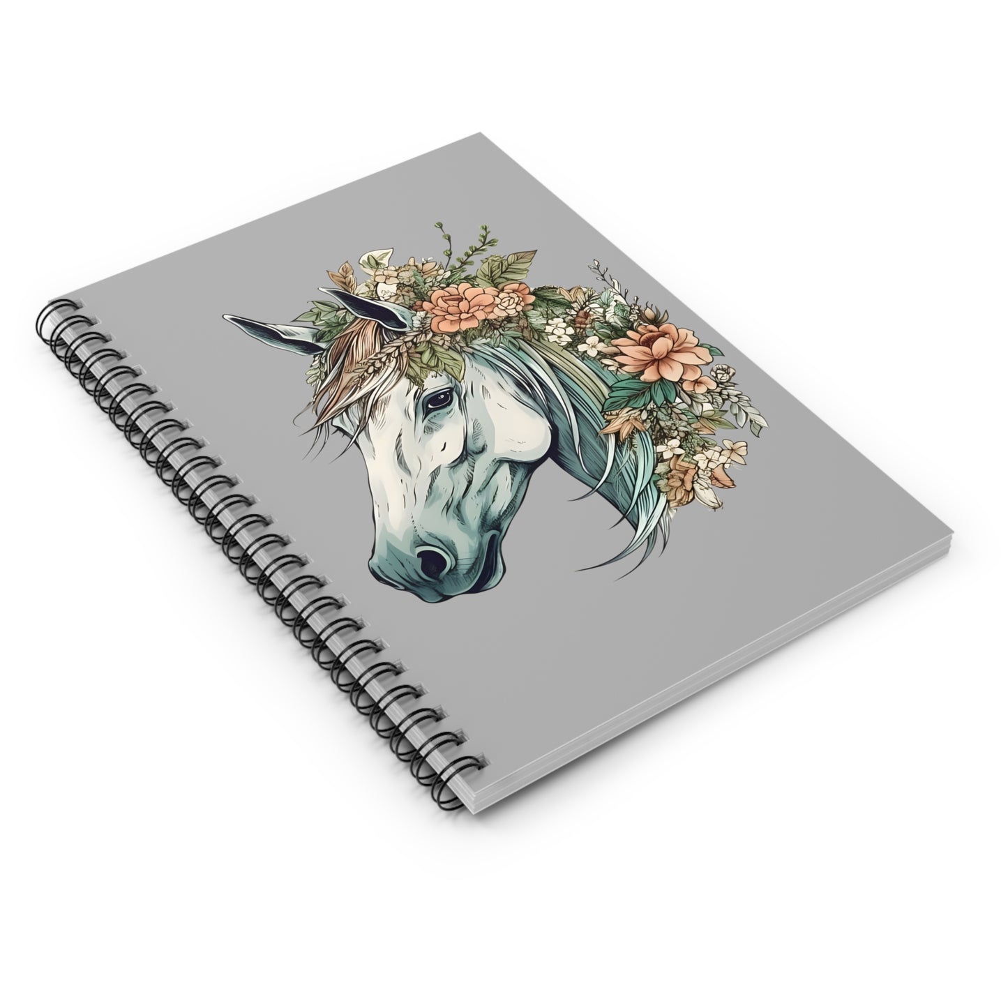 Floral Horse Spiral Notebook (Ruled Line)