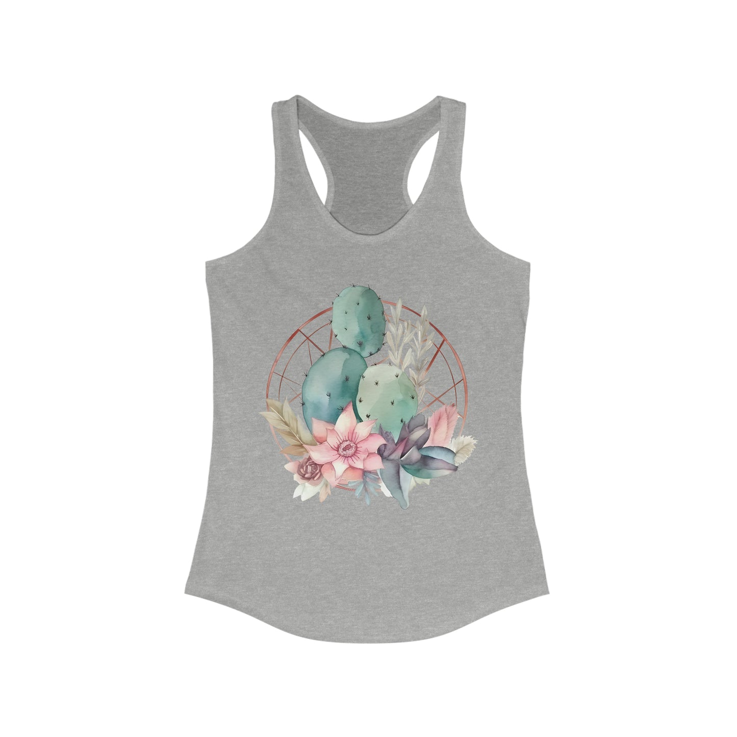 Watercolor Cactus Fitted Racerback Tank (Women's)